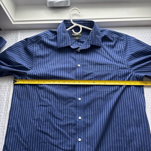 Eddie Bauer Men's Navy Pinstripe Dress Shirt - Picture 4 of 7